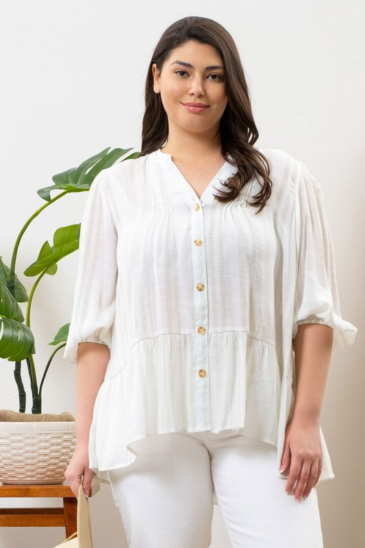 Tiered Curvy Button Up